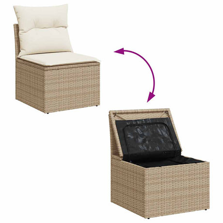 5 Piece Garden Sofa Set With Cushions Beige Poly Rattan Acacia