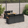 6 Piece Garden Sofa Set With Cushions Black Poly Rattan Acacia