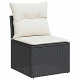 6 Piece Garden Sofa Set With Cushions Black Poly Rattan Acacia