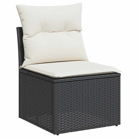 6 Piece Garden Sofa Set With Cushions Black Poly Rattan Acacia
