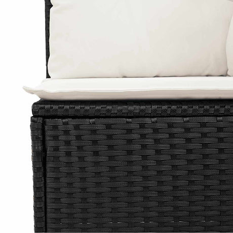 6 Piece Garden Sofa Set With Cushions Black Poly Rattan Acacia