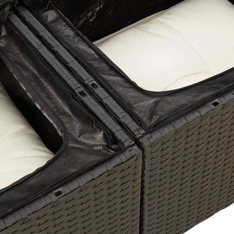 6 Piece Garden Sofa Set With Cushions Black Poly Rattan Acacia
