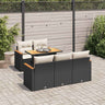 6 Piece Garden Sofa Set With Cushions Black Poly Rattan Acacia