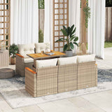 6 Piece Garden Sofa Set With Cushions Black Poly Rattan Acacia