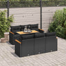 7 Piece Garden Sofa Set With Cushions Black Poly Rattan Acacia