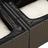 7 Piece Garden Sofa Set With Cushions Black Poly Rattan Acacia