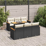 7 Piece Garden Sofa Set With Cushions Black Poly Rattan Acacia