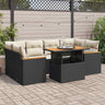 6 Piece Garden Sofa Set With Cushions Beige Poly Rattan Acacia