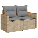 6 Piece Garden Sofa Set With Cushions Beige Poly Rattan Acacia
