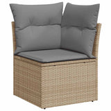 6 Piece Garden Sofa Set With Cushions Beige Poly Rattan Acacia