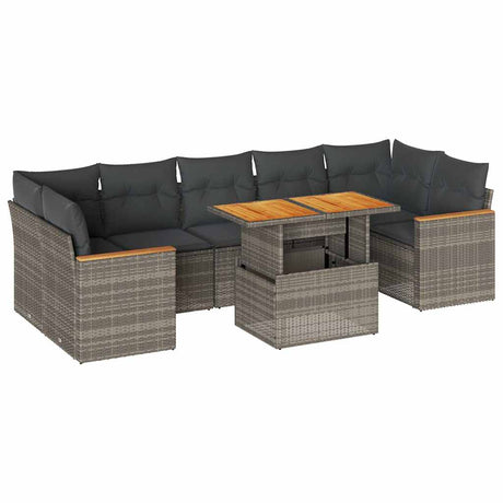 7 Piece Garden Sofa Set With Cushions Poly Rattan Acacia