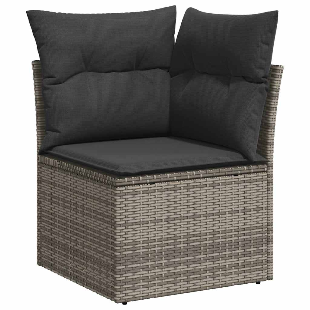 7 Piece Garden Sofa Set With Cushions Poly Rattan Acacia