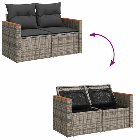 7 Piece Garden Sofa Set With Cushions Poly Rattan Acacia