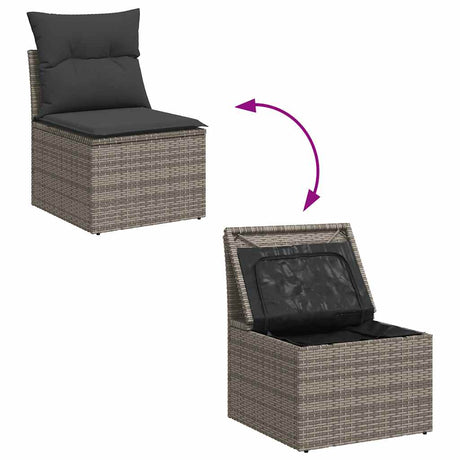 7 Piece Garden Sofa Set With Cushions Poly Rattan Acacia
