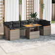 7 Piece Garden Sofa Set With Cushions Poly Rattan Acacia