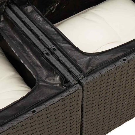 9 Piece Garden Sofa Set With Cushions Black Poly Rattan Acacia