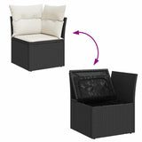 9 Piece Garden Sofa Set With Cushions Black Poly Rattan Acacia