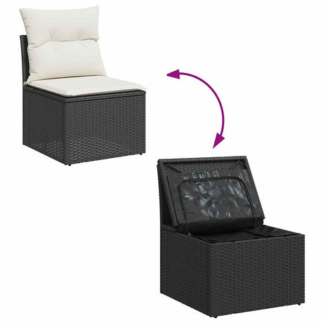 9 Piece Garden Sofa Set With Cushions Black Poly Rattan Acacia