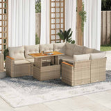 9 Piece Garden Sofa Set With Cushions Black Poly Rattan Acacia