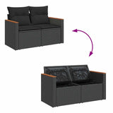 6 Piece Garden Sofa Set With Cushions Poly Rattan Acacia