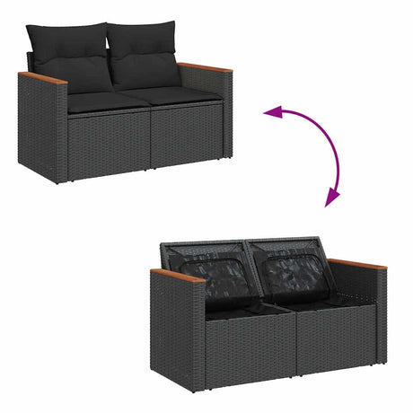 6 Piece Garden Sofa Set With Cushions Poly Rattan Acacia