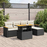 6 Piece Garden Sofa Set With Cushions Poly Rattan Acacia