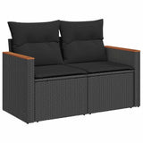5 Piece Garden Sofa Set With Cushions Poly Rattan Acacia