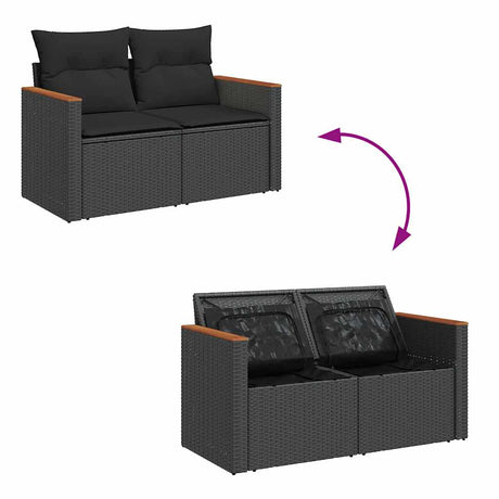 5 Piece Garden Sofa Set With Cushions Poly Rattan Acacia