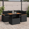 5 Piece Garden Sofa Set With Cushions Poly Rattan Acacia