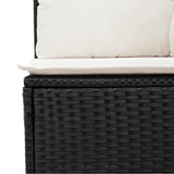 5 Piece Garden Sofa Set With Cushions Black Poly Rattan Acacia
