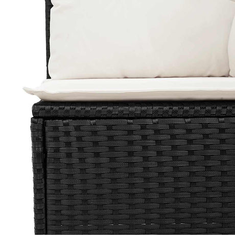 5 Piece Garden Sofa Set With Cushions Black Poly Rattan Acacia
