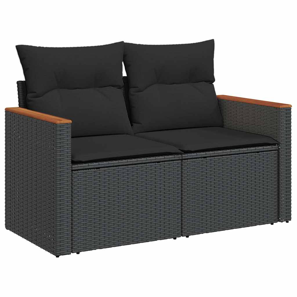 9 Piece Garden Sofa Set With Cushions Poly Rattan Acacia