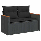 9 Piece Garden Sofa Set With Cushions Poly Rattan Acacia