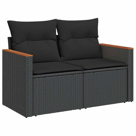 9 Piece Garden Sofa Set With Cushions Poly Rattan Acacia