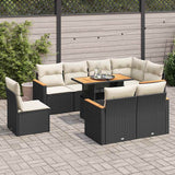 9 Piece Garden Sofa Set With Cushions Poly Rattan Acacia