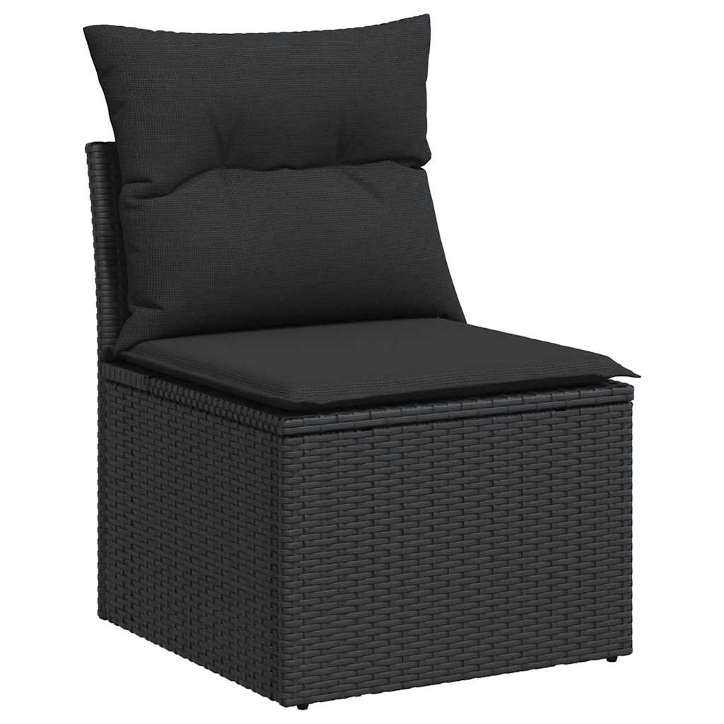 7 Piece Garden Sofa Set With Cushions Poly Rattan Acacia