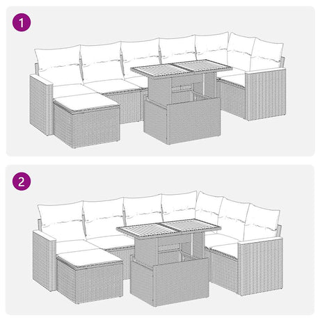 8 Piece Garden Sofa Set With Cushions Beige Poly Rattan Acacia