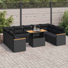 10 Piece Garden Sofa Set With Cushions Poly Rattan Acacia