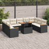 10 Piece Garden Sofa Set With Cushions Poly Rattan Acacia