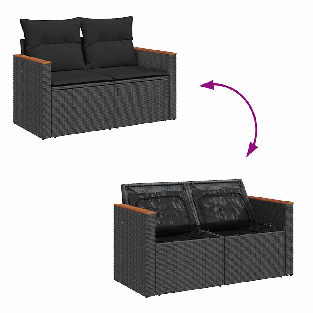 11 Piece Garden Sofa Set With Cushions Poly Rattan Acacia