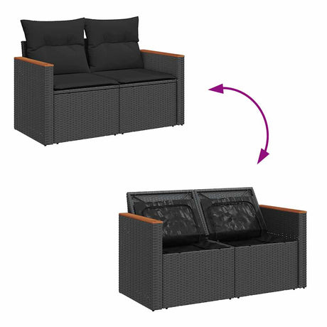 11 Piece Garden Sofa Set With Cushions Poly Rattan Acacia