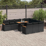 11 Piece Garden Sofa Set With Cushions Poly Rattan Acacia