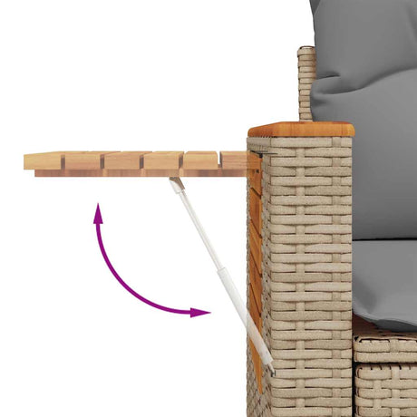 5 Piece Garden Sofa Set With Cushions Beige Poly Rattan Acacia
