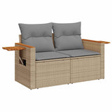 5 Piece Garden Sofa Set With Cushions Beige Poly Rattan Acacia