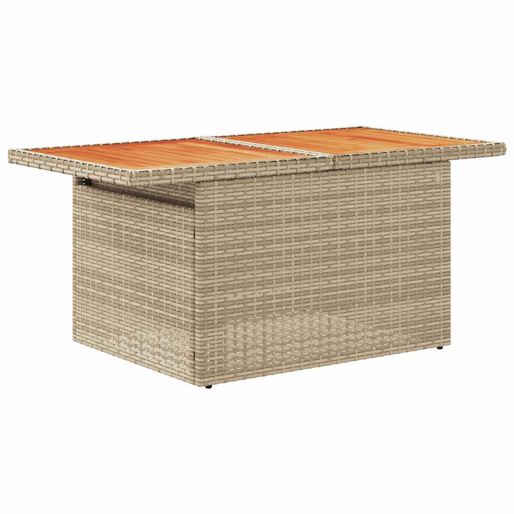 5 Piece Garden Sofa Set With Cushions Beige Poly Rattan Acacia