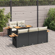 6 Piece Garden Sofa Set With Cushions Beige Poly Rattan Acacia