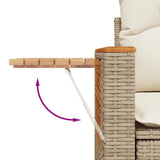 6 Piece Garden Sofa Set With Cushions Beige Poly Rattan Acacia