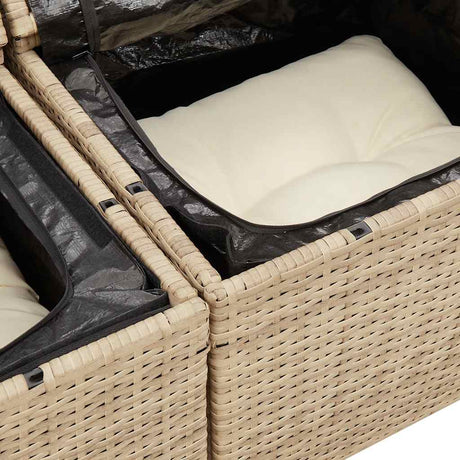 6 Piece Garden Sofa Set With Cushions Beige Poly Rattan Acacia