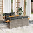 6 Piece Garden Sofa Set With Cushions Beige Poly Rattan Acacia