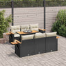 7 Piece Garden Sofa Set With Cushions Beige Poly Rattan Acacia